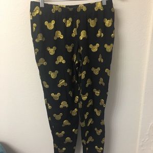 Black and Gold Glitter Mickey Leggings